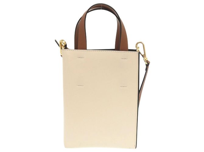 Borsa a mano 2-Way Marni Museo Nano in pelle Marrone Blu navy - vista 2
