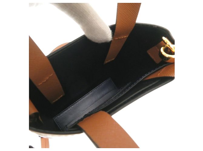 Borsa a mano 2-Way Marni Museo Nano in pelle Marrone Blu navy - vista 6