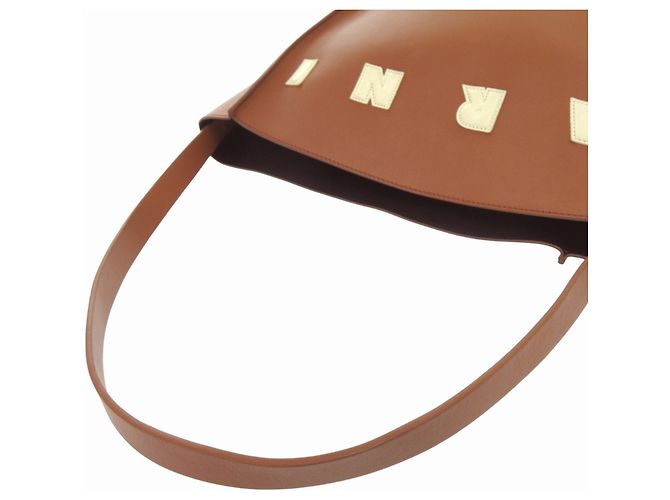 Borsa a tracolla hobo piccola in pelle Marni Marrone Crudo - vista 5