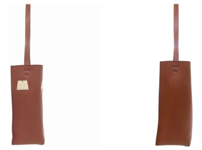 Borsa a tracolla hobo piccola in pelle Marni Marrone Crudo - vista 6