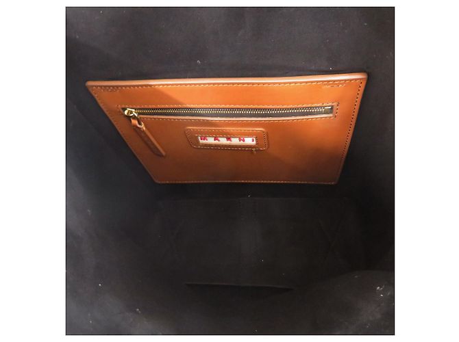 Borsa a tracolla hobo piccola in pelle Marni Marrone Crudo - vista 7
