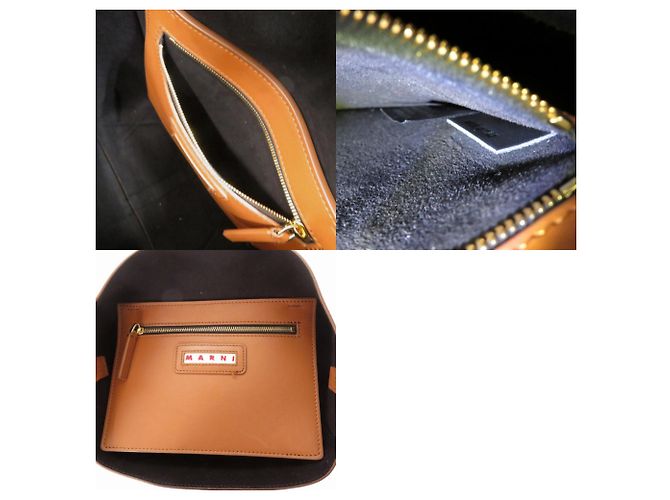 Borsa a tracolla hobo piccola in pelle Marni Marrone Crudo - vista 8