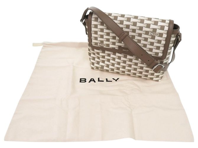 Borsa a tracolla in pelle Bally Pennant Cross Marrone Bianco - vista 2