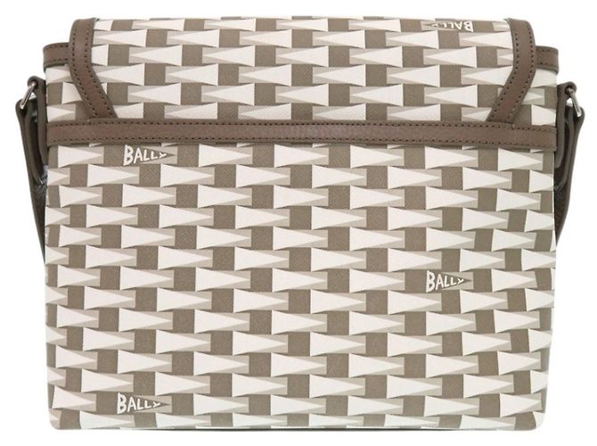 Borsa a tracolla in pelle Bally Pennant Cross Marrone Bianco - vista 3