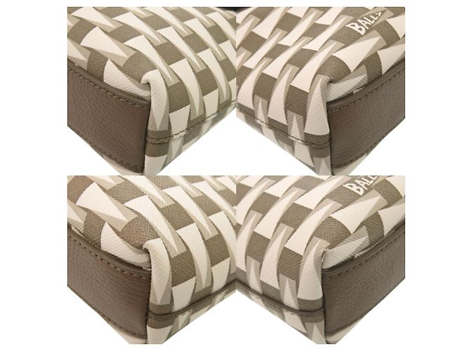 Borsa a tracolla in pelle Bally Pennant Cross Marrone Bianco - vista 4