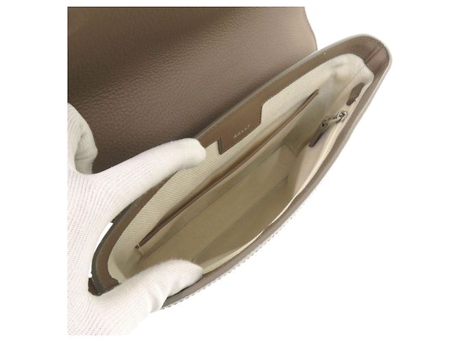 Borsa a tracolla in pelle Bally Pennant Cross Marrone Bianco - vista 7