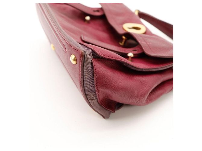 Sac à main Yves Saint Laurent Muse Two Top Handle en cuir bordeaux - vue 10