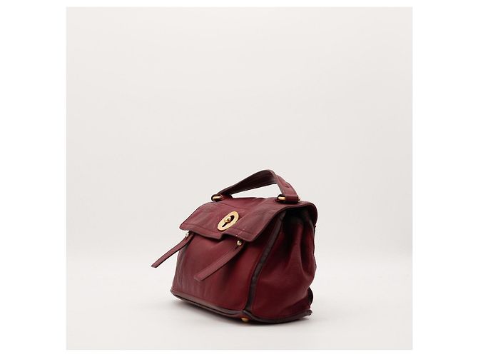 Sac à main Yves Saint Laurent Muse Two Top Handle en cuir bordeaux - vue 2