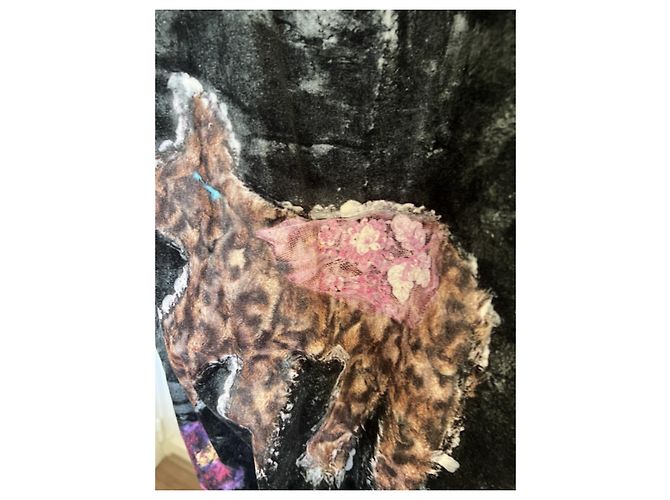 Cappotto in velluto stampato Louise Della Marrone Nero Rosa Rosso Multicolore Verde Giallo - vista 7