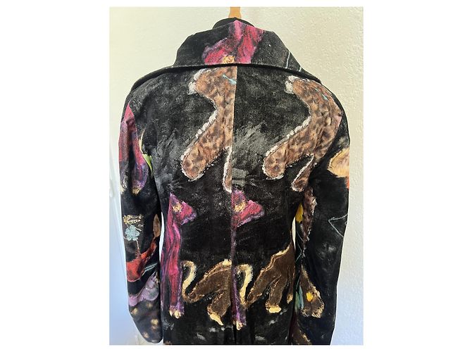 Cappotto in velluto stampato Louise Della Marrone Nero Rosa Rosso Multicolore Verde Giallo - vista 9