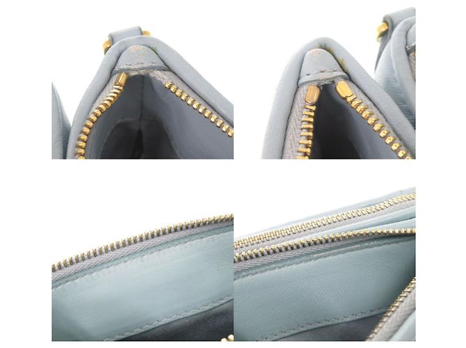 Borsa a tracolla in pelle Matelassé Logo Miu Miu Blu chiaro - vista 8