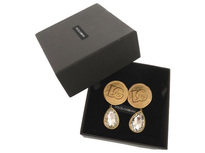 Orecchini a clip Dolce & Gabbana in ottone dorato e cristalli D'oro - vista 2