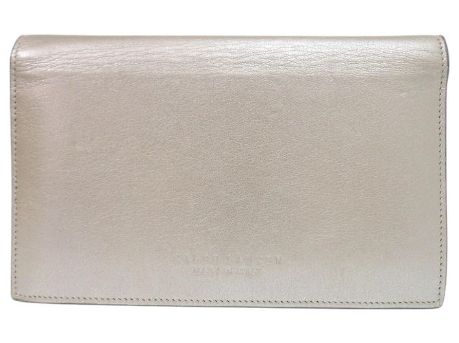Ralph Lauren Schultertasche Portemonnaie aus silbernem Leder - Ansicht 3