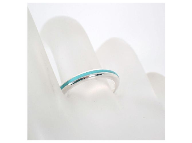 Autre Marque Tiffany & Co. Ring aus Sterling Silber 925 mit blauem Emaille - Ansicht 7