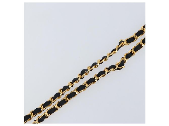 Collana a catena lunga in metallo Chanel CC con pendente a forma di flacone di profumo, pelle, cristalli e perle sintetiche D'oro - vista 7
