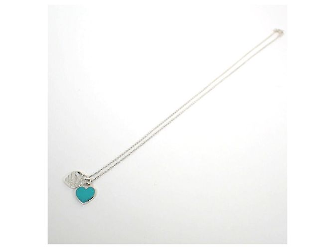Autre Marque Collana con pendente Tiffany & Co. Ag925 Double Heart Tag Blue - vista 7