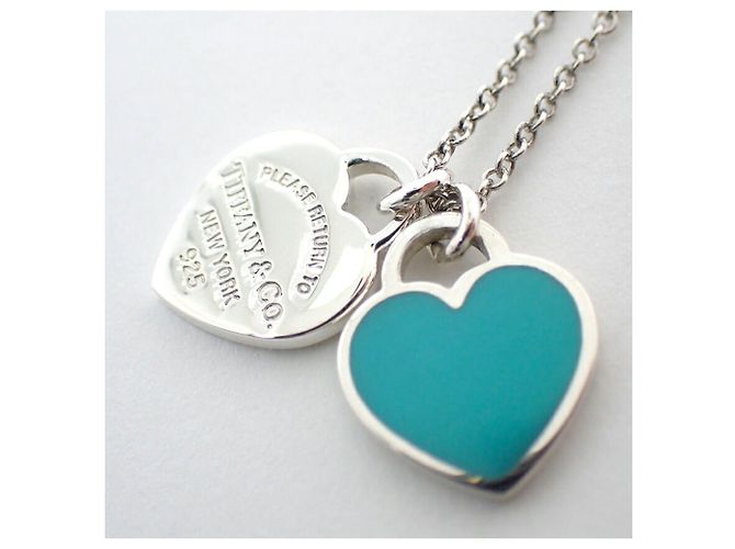 Autre Marque Collana con pendente Tiffany & Co. Ag925 Double Heart Tag Blue - vista 8