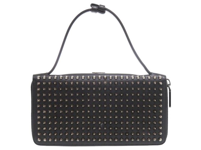 Portafoglio rotondo con zip e borchie Christian Louboutin Nero Rosso - vista 2