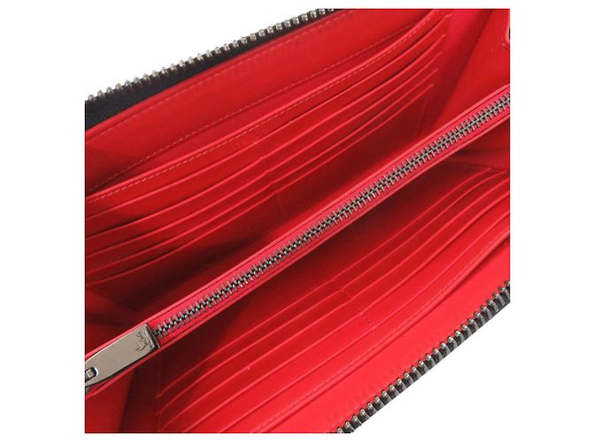 Portafoglio rotondo con zip e borchie Christian Louboutin Nero Rosso - vista 4