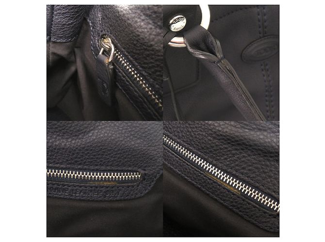 Borsa Tote in pelle blu navy con logo Tod's - vista 10