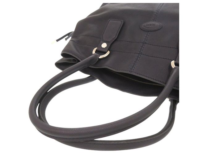 Borsa Tote in pelle blu navy con logo Tod's - vista 5