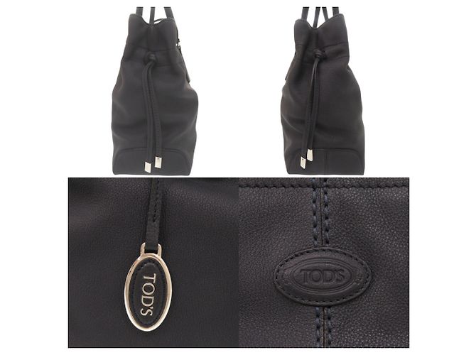 Borsa Tote in pelle blu navy con logo Tod's - vista 8