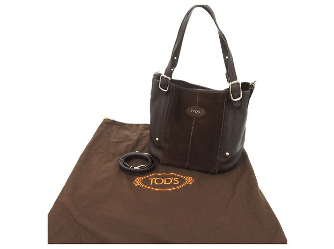 Borsa Tote 2-Way Tod's in pelle scamosciata marrone - vista 2