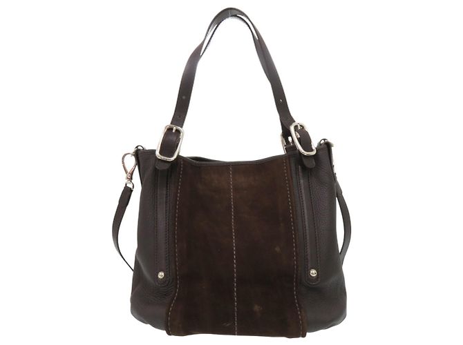 Borsa Tote 2-Way Tod's in pelle scamosciata marrone - vista 3