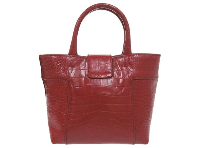 Borsa a mano 2-Way in pelle goffrata Tod's Double T Rosso - vista 3