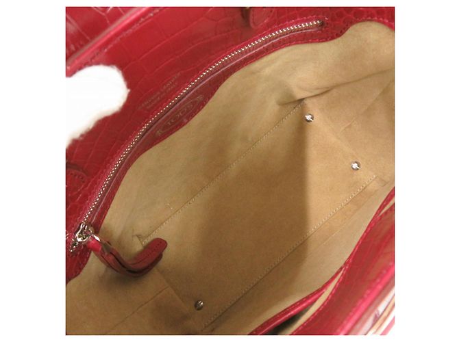 Borsa a mano 2-Way in pelle goffrata Tod's Double T Rosso - vista 6