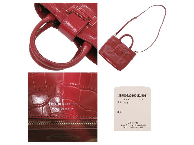 Borsa a mano 2-Way in pelle goffrata Tod's Double T Rosso - vista 9