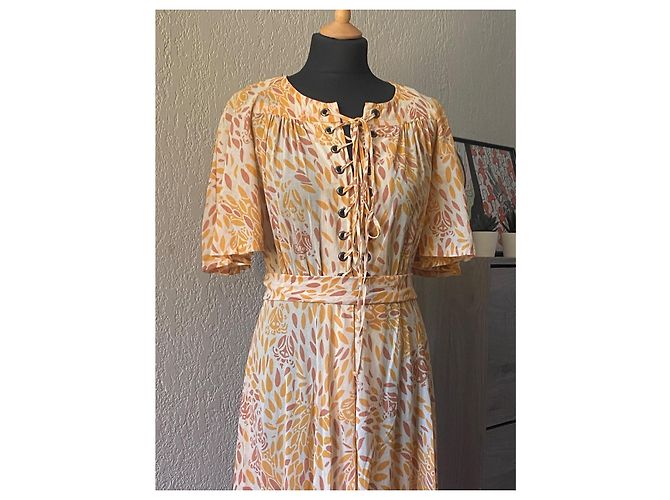 Autre Marque Vestido largo estampado Ted Lapidus Beige Naranja - vista 3