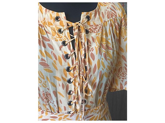 Autre Marque Vestido largo estampado Ted Lapidus Beige Naranja - vista 6
