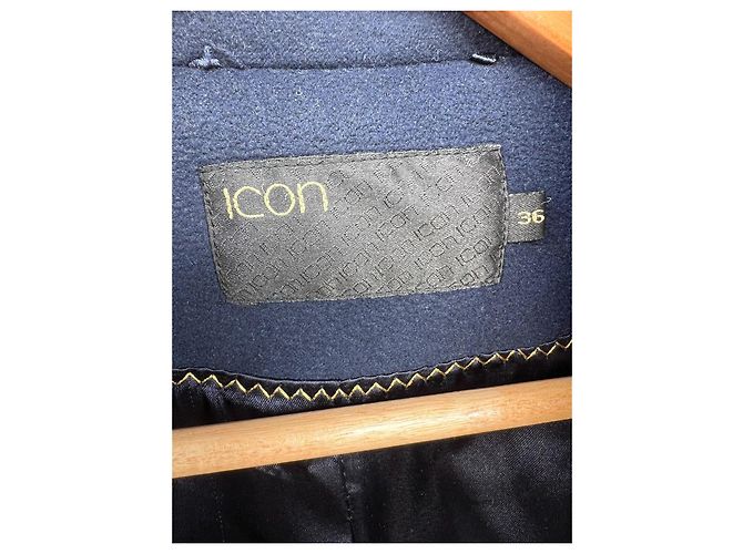 Autre Marque Casaco ICON azul marinho de lã com cinto Azul escuro - vista 3