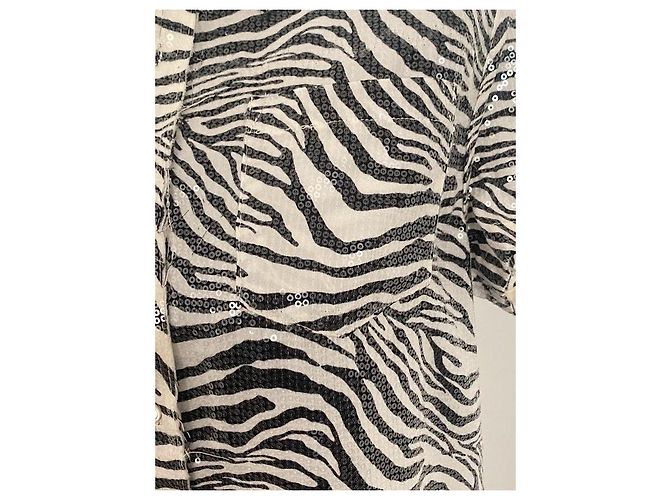 Autre Marque Vaquera Kurzarmhemd mit Zebra-Print und Pailletten Schwarz Weiß Zebra-druck - Ansicht 5