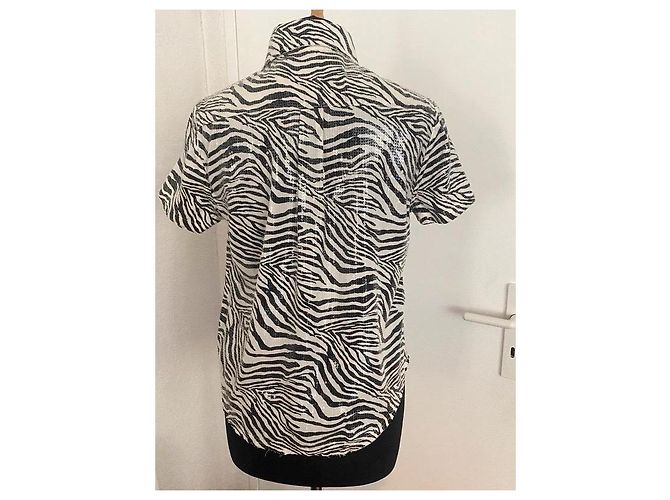 Autre Marque Vaquera Kurzarmhemd mit Zebra-Print und Pailletten Schwarz Weiß Zebra-druck - Ansicht 7