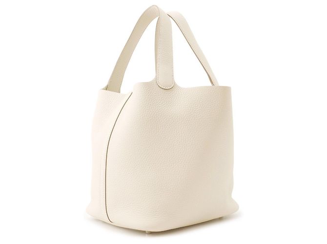 Hermès Borsa Hermes Picotin Lock MM in pelle Taurillon Clemence Craie - vista 2