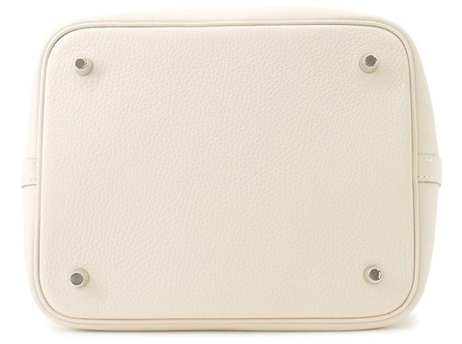 Hermès Borsa Hermes Picotin Lock MM in pelle Taurillon Clemence Craie - vista 3