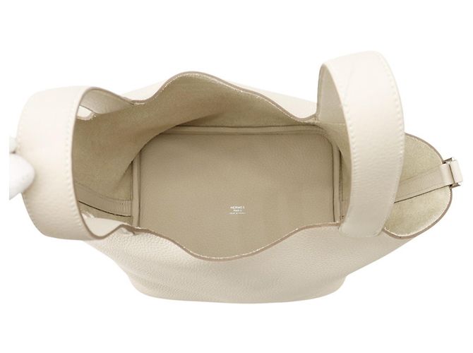Hermès Borsa Hermes Picotin Lock MM in pelle Taurillon Clemence Craie - vista 5