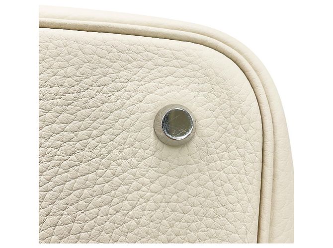 Hermès Borsa Hermes Picotin Lock MM in pelle Taurillon Clemence Craie - vista 8