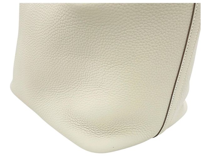 Hermès Borsa Hermes Picotin Lock MM in pelle Taurillon Clemence Craie - vista 9