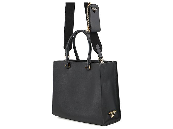 Sac à main Prada en cuir Saffiano Noir - vue 2