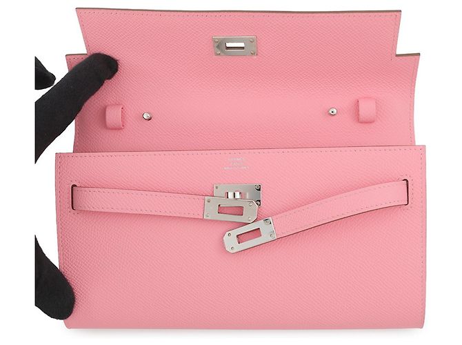Hermès Cartera larga Hermes Kelly en piel Epsom Rose Confetti Rosa - vista 4
