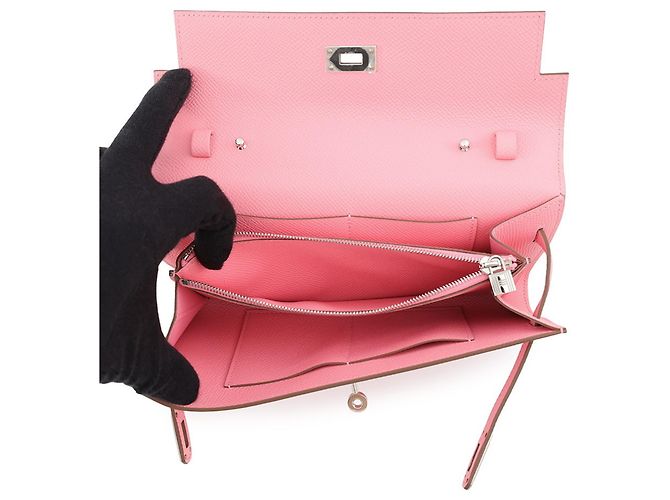 Hermès Cartera larga Hermes Kelly en piel Epsom Rose Confetti Rosa - vista 5