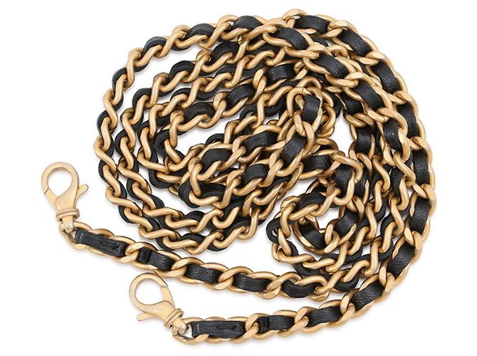 Timeless Chanel Matelassé Schultertasche mit Kette Schwarz Beige - Ansicht 18