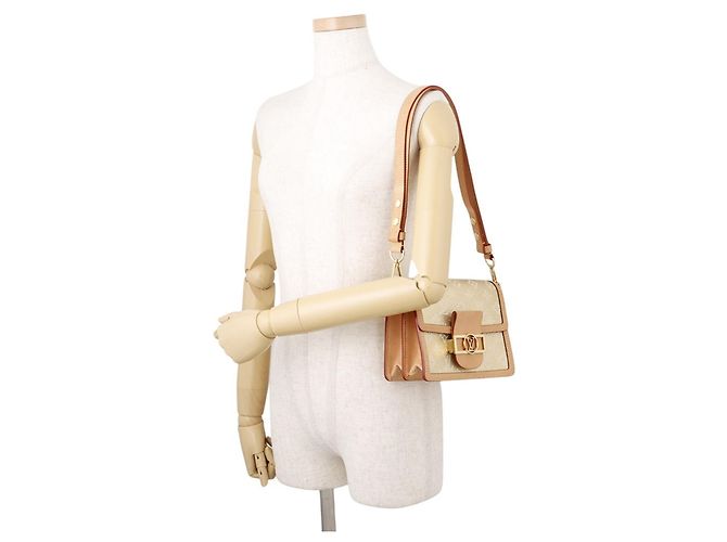 Borsa Louis Vuitton Monogram Jacquard Dauphine MINI Marrone - vista 4