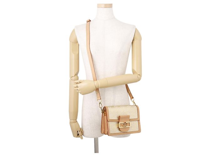 Borsa Louis Vuitton Monogram Jacquard Dauphine MINI Marrone - vista 5