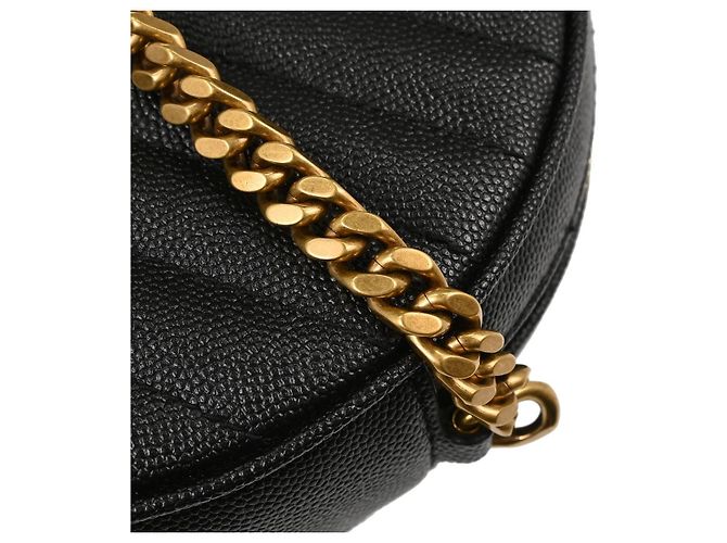 Autre Marque Saint Laurent Vinyle Round Belt Matelasse Chevron Leather Baby Nero - vista 6