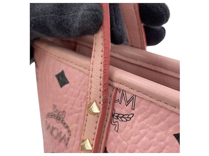 Bolsa de mão em couro rosa MCM - vista 12