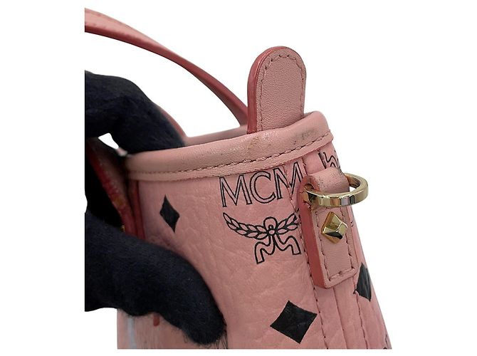 Bolsa de mão em couro rosa MCM - vista 8